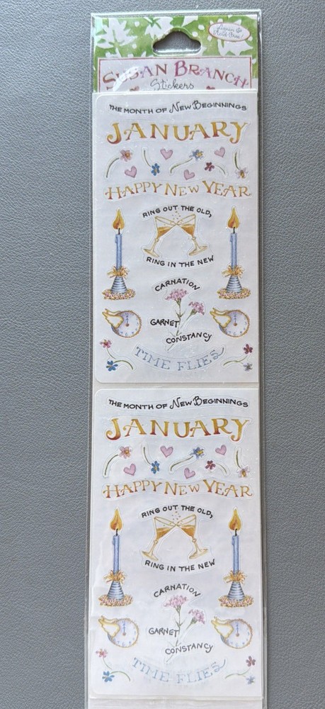 Susan Branch Jan New Years Day Colorbok Stickers 2 Sheets Sealed Pack VTG Rare