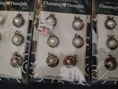 The Card Collection Charming Thoughts Button Pearl Charms 3 Pkg NTW