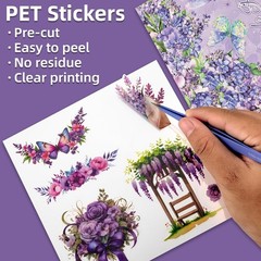 Purple Garden Scene Theme Sticker Scrapbooking Supplies for Junk Journal, 30 …