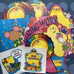 Vintage 90s Y2K Carson Dellosa Star Mouse Awards Stationery Sheets & Sticker Lot