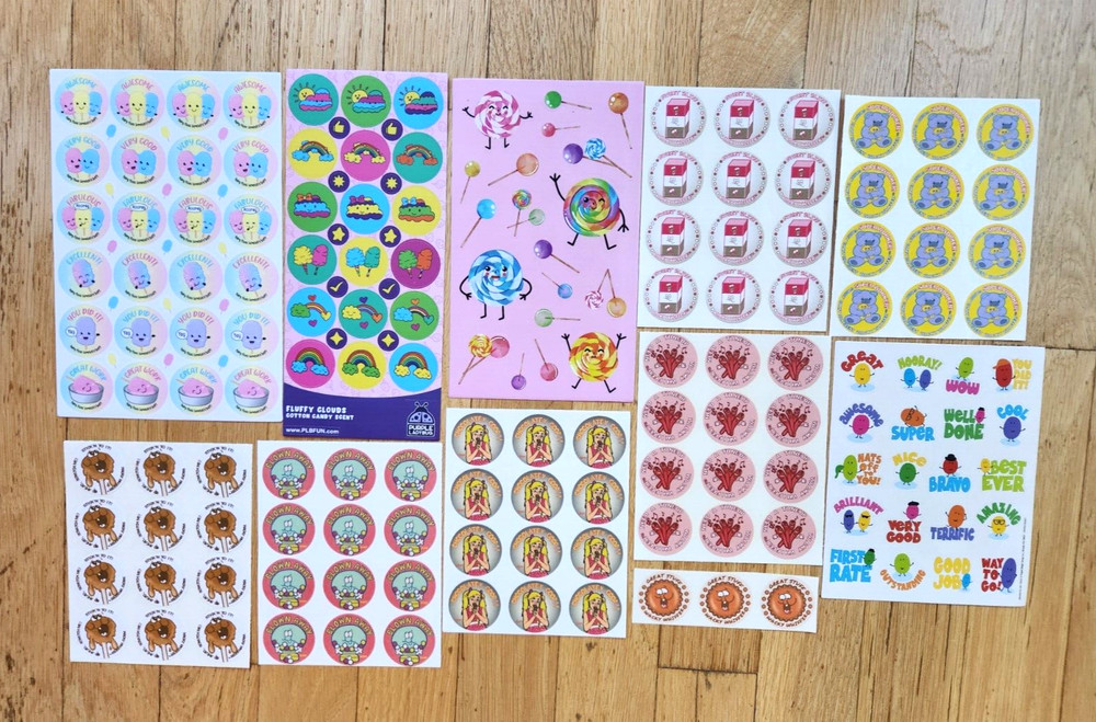 CANDY 166 SCRATCH & SNIFF Stickers COTTON CANDY Lollipops CHOCOLATE Jelly Beans