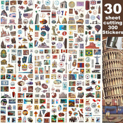 Washi Sticker Set with 300 Pre-Cut Stickers and 20 Scrapbook Papers