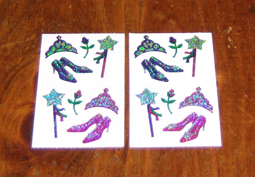 Mrs. Grossman Two Half Strip Stickers ~ Sparkle Princess Gear….Crown, Shoes…