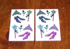 Mrs. Grossman Two Half Strip Stickers ~ Sparkle Princess Gear….Crown, Shoes…