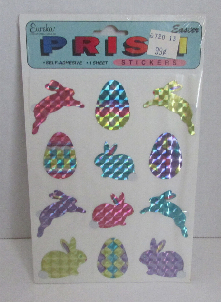 VINTAGE Eureka Paper Magic Group Easter Bunny Egg Stickers NIP NOS