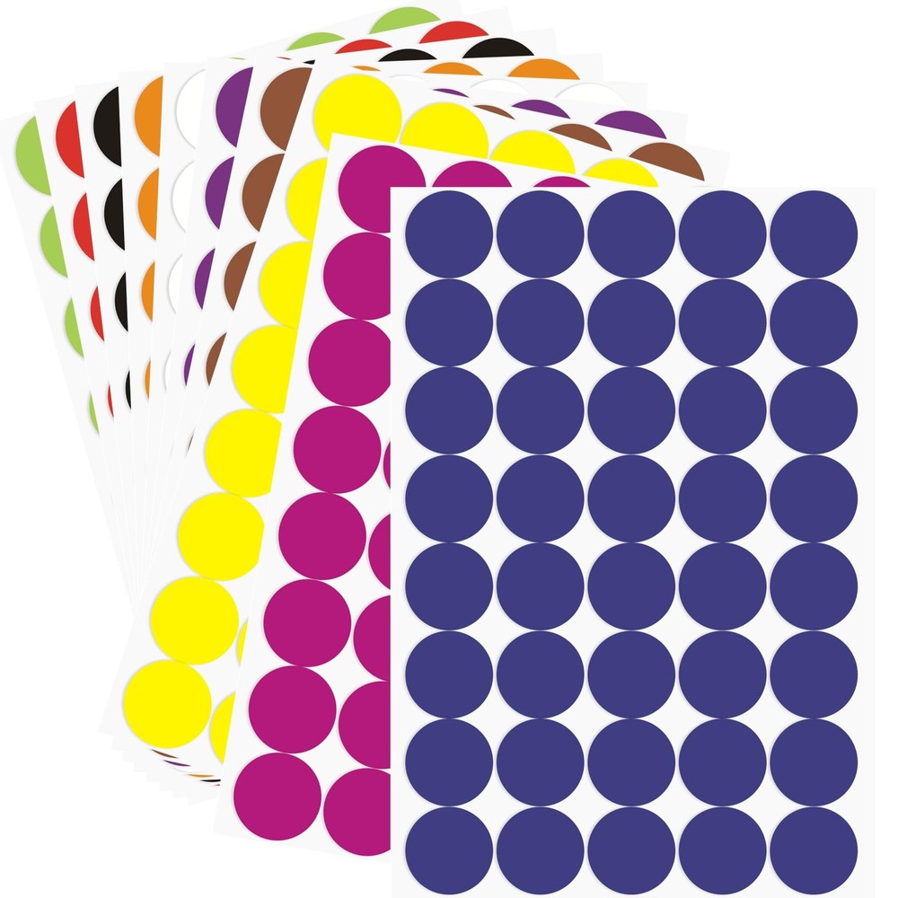 1 Inch Dot Stickers – 400 Pack | Assorted Colored Dot Stickers