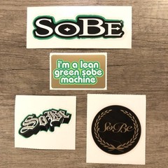 Lot of 4 Vintage Sobe drink Stickers Spellout Dirt Bike Motorcycle Decal 90s Y2K