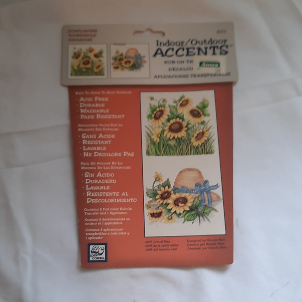 Loew-Cornell Rub-On Transfers Sunflowers Indoor/Outdoor Accents Yellow Green