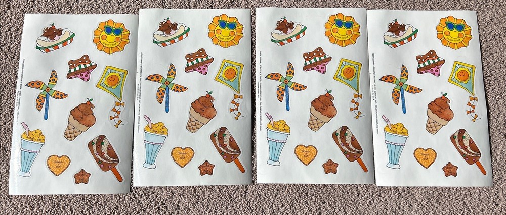 Vintage Scratch N Sniff Stickers Summer Theme 1993 Made In The USA 4 Sheets