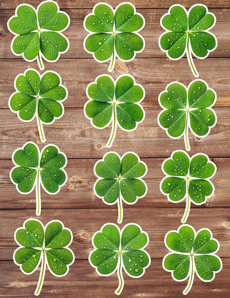 Four Leaf Clover Die Cut Vinyl Stickers Set Scrapbooking Laptop Water Bottle
