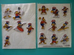 Vtg 1984 L.A. Olympics MASCOT SAM EAGLE Puffy Stickers (2) Sheets One Partial