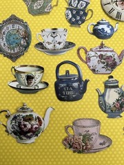 Set of 15 Vintage Teacups English Tea Time Photos Stickers Scrapbooking