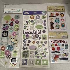 misc lot of 4 stickers, stickers for scap booking & arts and craft projects