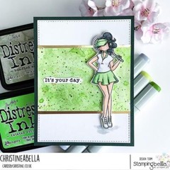 New Stamping Bella Rubber Stamp CURVY GIRL PLAYS TENNIS cling free USA ship