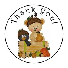 30 1.5″ THANK YOU BEAR CROW FAVOR LABELS ROUND STICKERS***