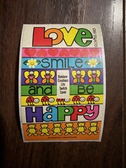 VTG Rainbow Creations Stickers Love Smile Be Happy Light Switch Plate Cover 83