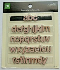 Alphabet Charms Pink Enamel Metal 39 Pieces Fits 3/8″ Ribbon Making Memories