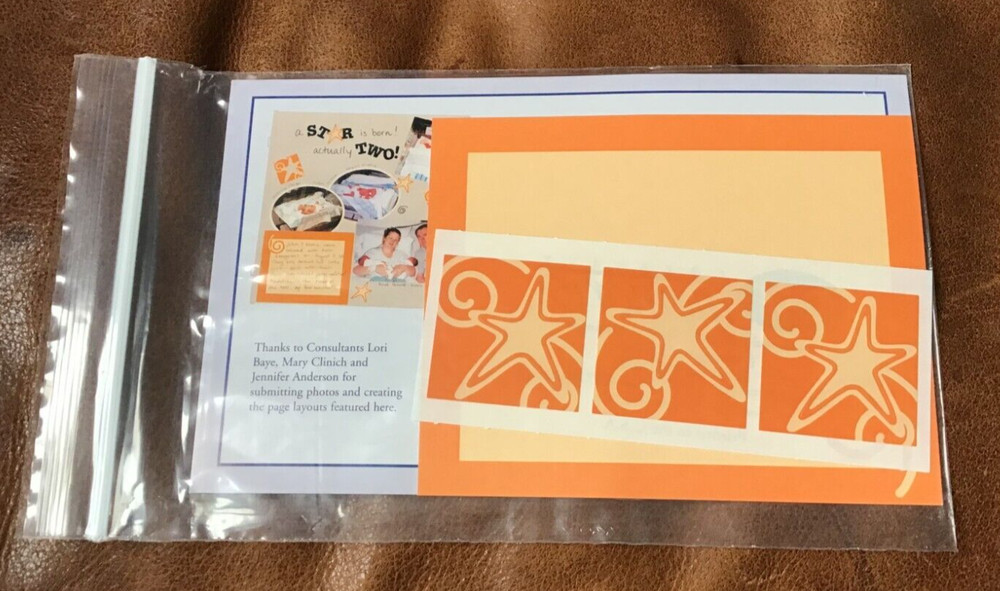 VINTAGE Creative Memories TTY ORANGE STARBURST STICKERS & JOURNAL BOX KIT RARE *