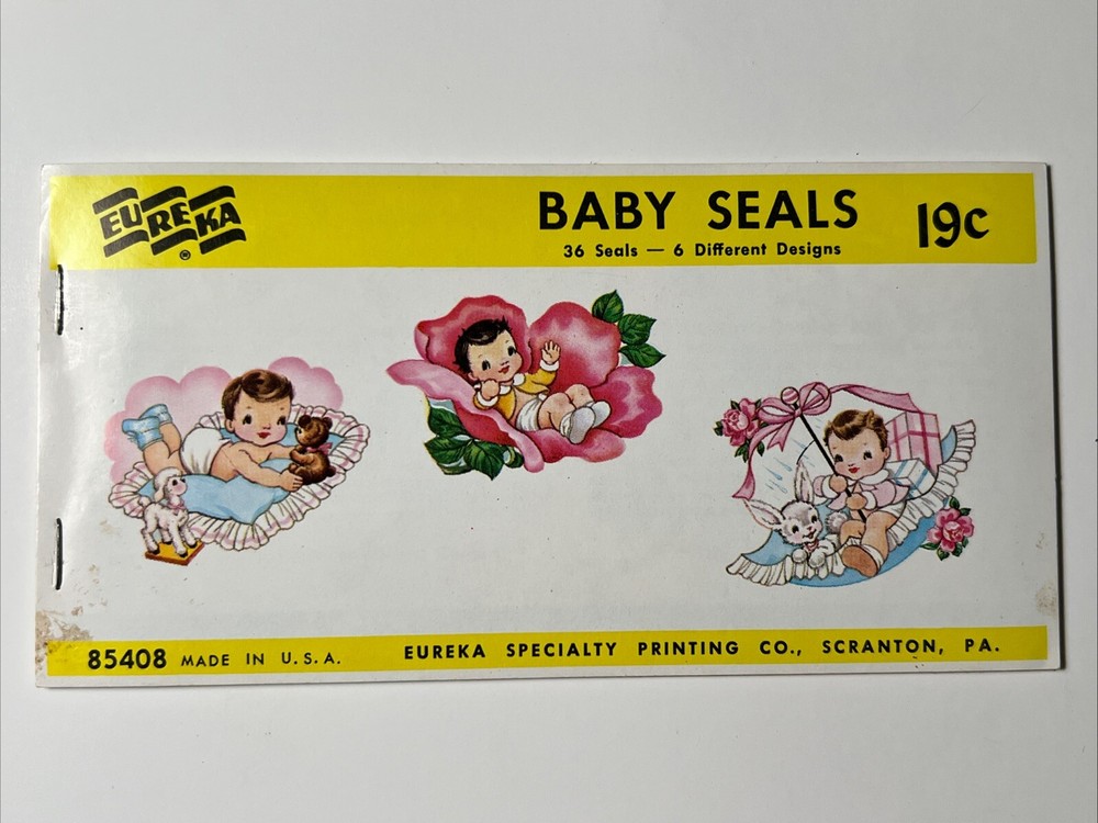 1962 vintage 36 BABY SEALS stickers EUREKA Full Booklet Scranton PA
