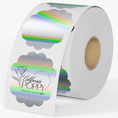 Holographic Thermal Labels 2» Flower Stickers for Thanks Card Logo Tag 400/Roll