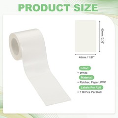 110 Pcs Thermal Sticker Paper, 1.6×2.4″ Square Thermal Printer Label, White
