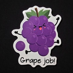 Grape Job Sticker Cute Fruit Pun Funny Teacher Reward Encouragement Decal Gift