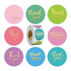 500 Pcs Colorful Thank You Stickers – 8 Designs, 1 Inch Self-Adhesive Labels for