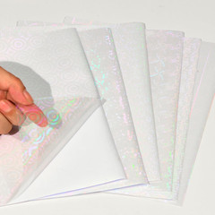 36 Sheets Holographic Sticker Paper, Clear Vinyl Laminate Film for Stickers Self