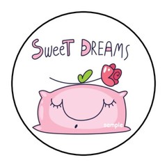 30 SWEET DREAMS ENVELOPE SEALS LABELS STICKERS 1.5″ ROUND PILLOW FLOWERS ROSE
