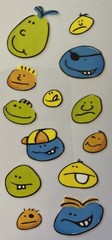 SMILEY BOY Stickers(13pc) Generations•Faces•Unhappy •Grin•Green•Blue•Yellow•Sad•