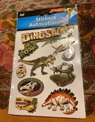 NEW 10 Count Dinosaur POP-Up 3D Dimensional Stickers PACK scrapbook Birthday