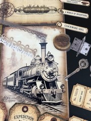 100+ Pc Steampunk Junk Journal Kit Ephemera Bundle Airship Gears Tags Vintage
