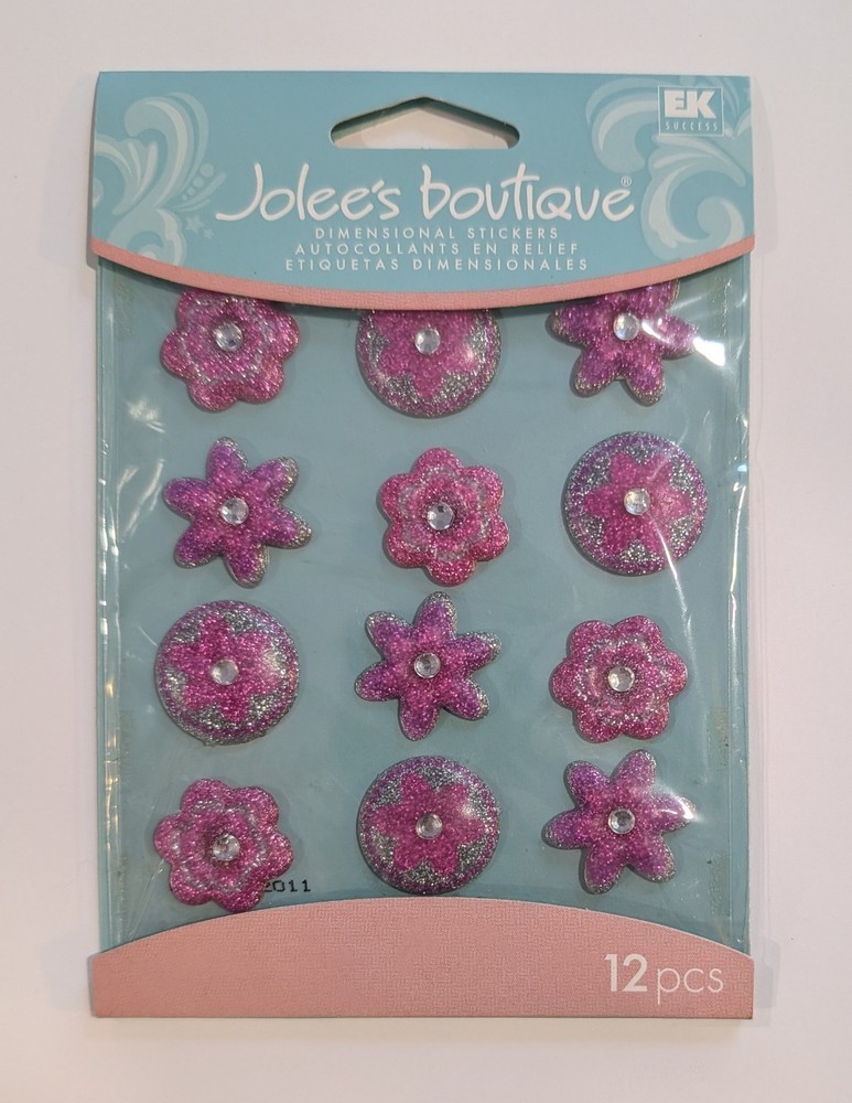 Jolee’s Purple & Silver Dot Flowers Cabochons Scrapbooking Stickers