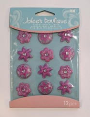 Jolee’s Purple & Silver Dot Flowers Cabochons Scrapbooking Stickers