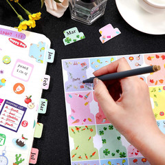 48 Pieces Adhesive Monthly Tabs Planner Stickers, 24 Month Tabs and 24 Blank Tab