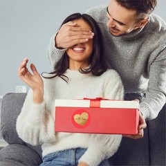 Heart-Shaped Red Labels with Gold Foiling