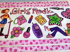 Vintage 2002 Girls Rock Clear Stickers Retro Boy Crazy 8″ x 13″ Scrapbooking NOS