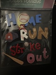 BASEBALL HOME RUN STRIKE OUT Scrapbook Stickers Jolee’s Boutique Title Words