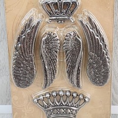 NEW Tim Holtz Idea-ology Craft Adornments 10 Metal Embellishments Crown Wing Cha