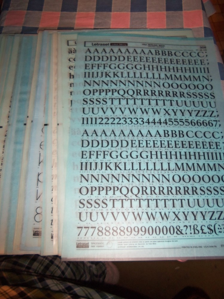 c. NOS Letraset Lettering 10 x 15 Sheet Various Fonts Sizes Use Drop-Down Box
