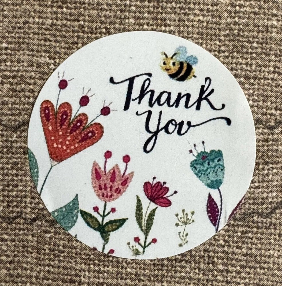 30 THANK YOU Flowers Multi-Color Gift Stickers 1” 6 Designs Envelope Seals