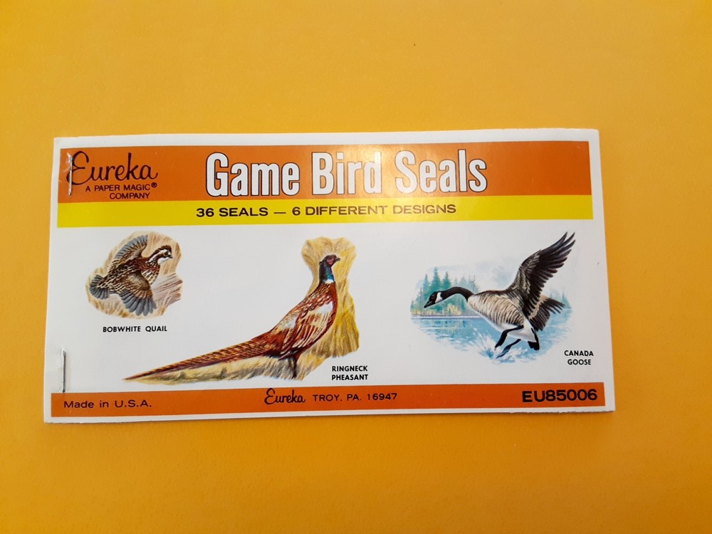 vintage Eureka Game Bird seals booklet (free ship $20 min US only)