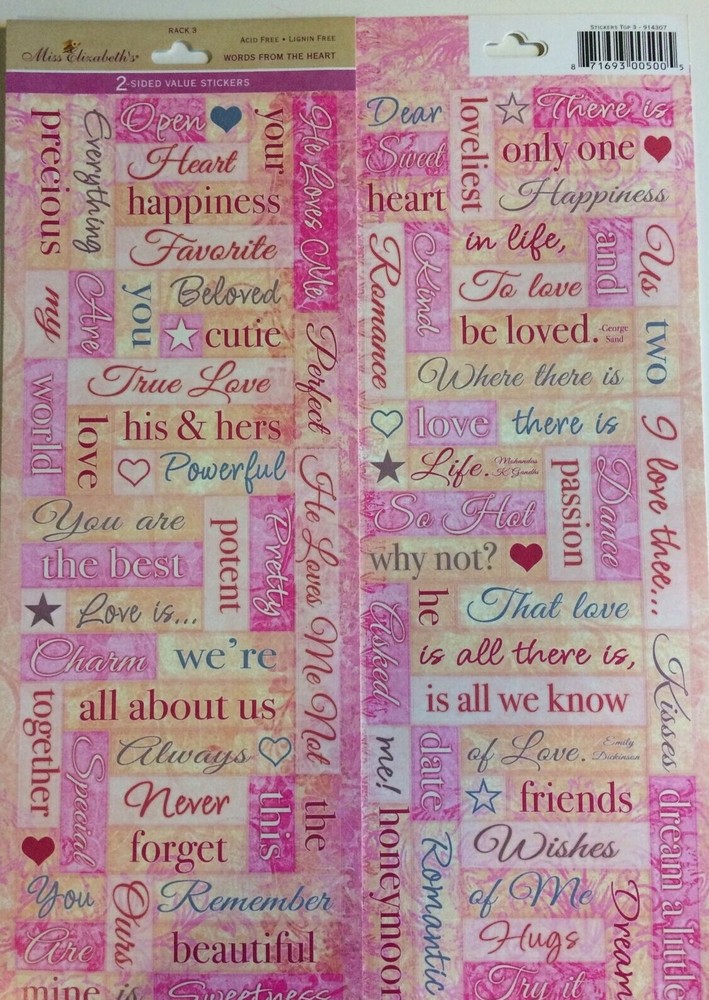 Miss Elizabeth’s WORDS FROM THE HEART Value Stickers Valentines Romance Wedding