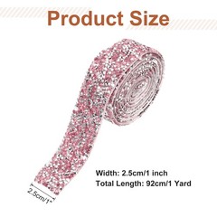 1 Inch x 1 Yard Crystal Rhinestone Sticker Ribbon Silver Pink