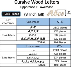 3 Inch 284 Pieces Wooden Letters Unfinished Wood Letters for Crafts Cursive A…