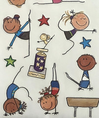 Gymnastics Stickers: Large Sheet•Me & My Big Ideas• Vintage•Scrapbooking (23pcs)