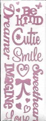 Dreamer Imagine Smile Cutie Love Shine Twirl Girl Jolee’s Glitter Word Stickers