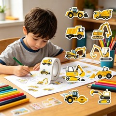500Pcs Construction Vehicle Sticker Waterproof Paper Sticker For Journal Planner