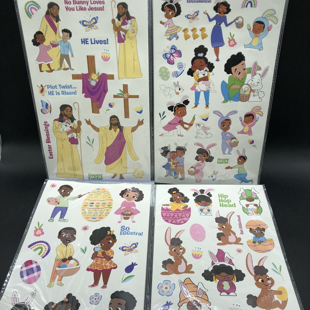 Black Paper Party Easter Stickers 32 Sheets Chocolate Bunny Kids Bundle 4 Packs