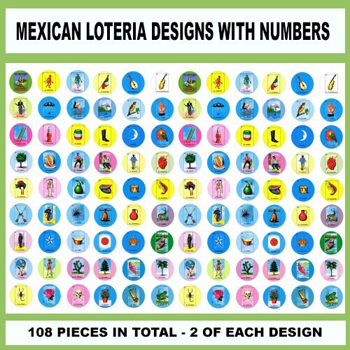 100 + Precut LOTERIA MEXICAN BINGO BOTTLE CAP IMAGES DON CLEMENTE 1 inch discs
